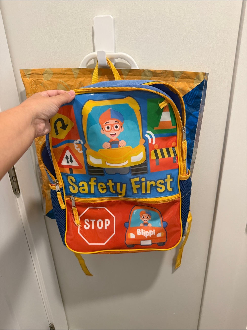 Blippi Safety First Kids Backpack - Yellow Blue Red - Picture 2 of 7